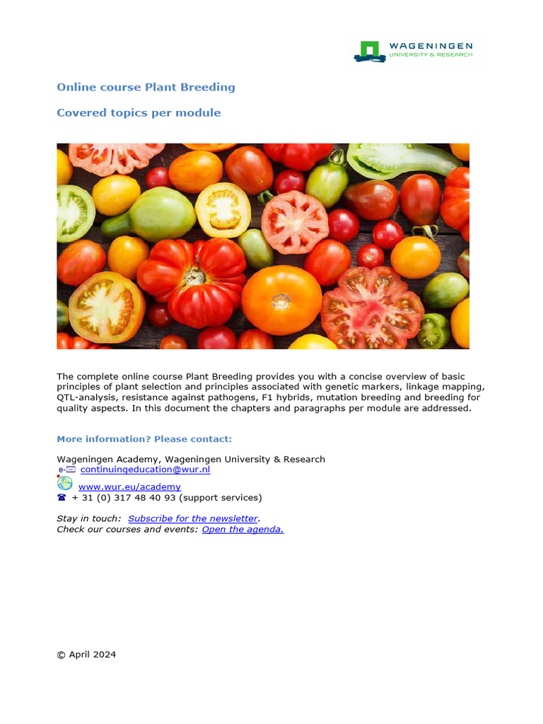 Online Plant Breeding Course Overview | PDF | Genetic Linkage | Plant ...