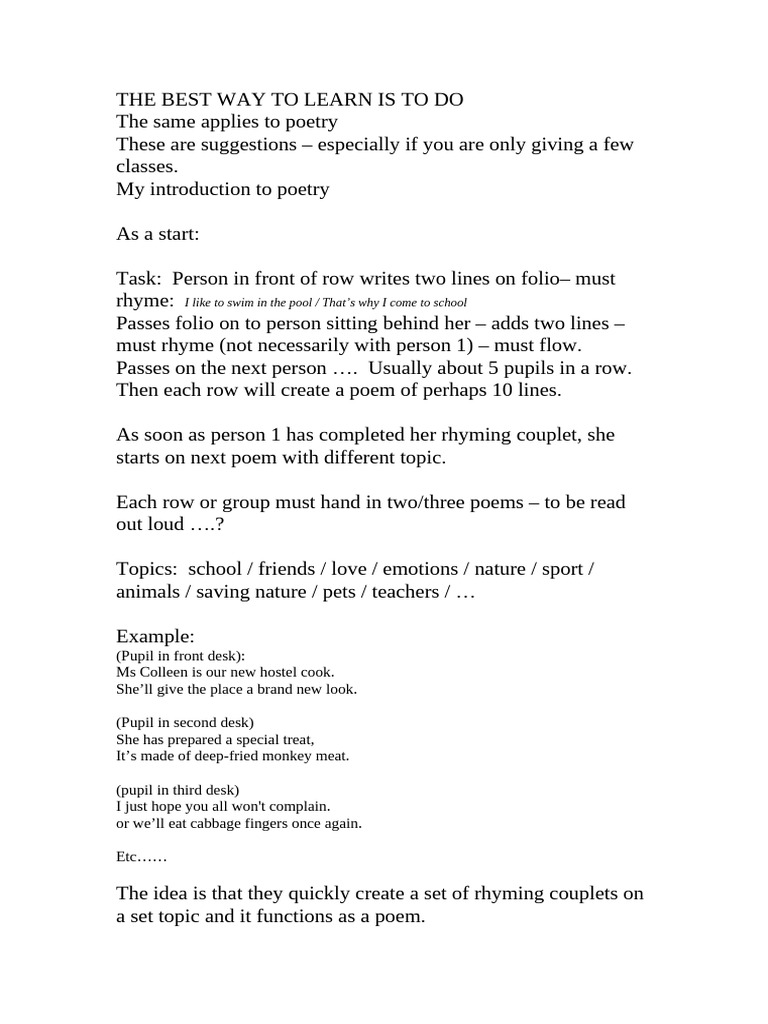 Engaging Poetry Activities for Grade 5 | PDF | Poetry | Rhyme