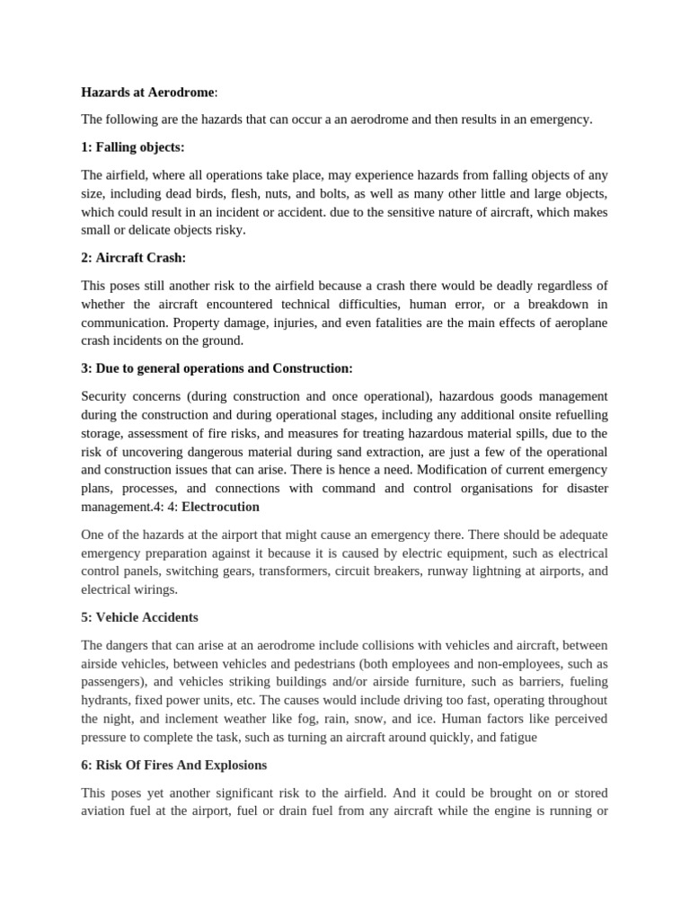 Hazards at Aerodrome | PDF | Airport | Risk
