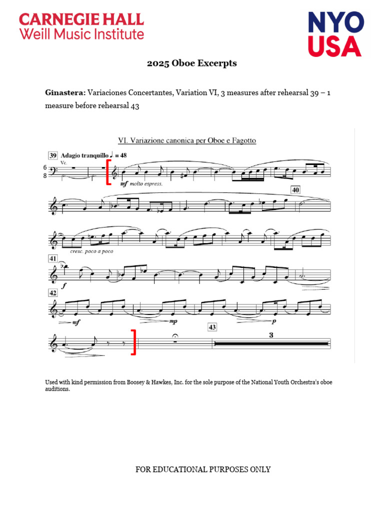 2025 Oboe Audition Excerpts Guide | PDF