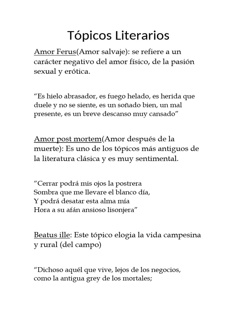 Tópicos Literarios: Amor y Muerte | PDF | Cupido