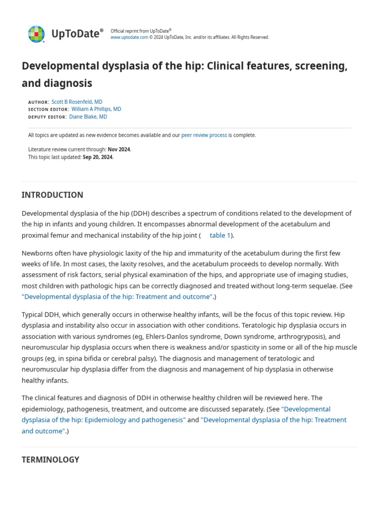 Developmental Dysplasia of The Hip - Clinical Features, Screening, and ...