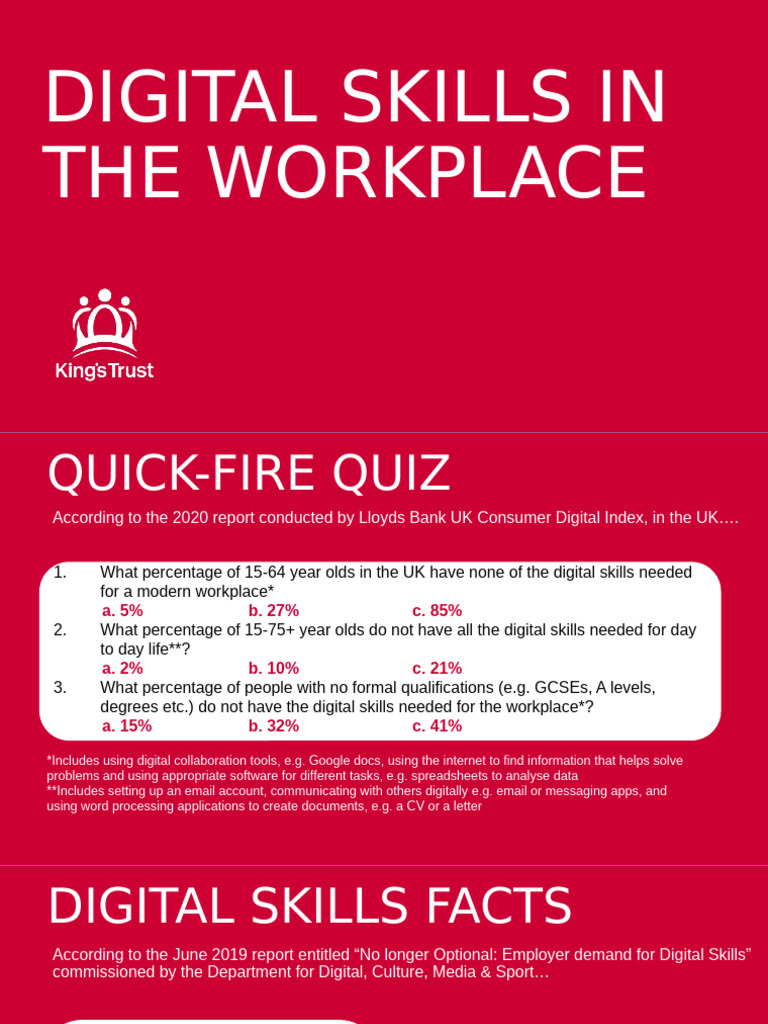 Digital Skills Quiz for the Workplace | PDF | Educational Technology ...