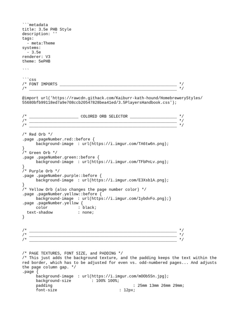 3.5e Players Handbook CSS Style | PDF | Typefaces | Written Communication