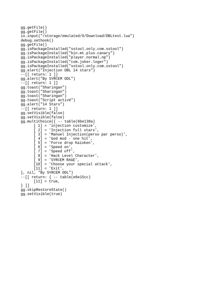 DBLtest - Lua - 2SHPBbE - 1T3LXr - Log Correct | PDF