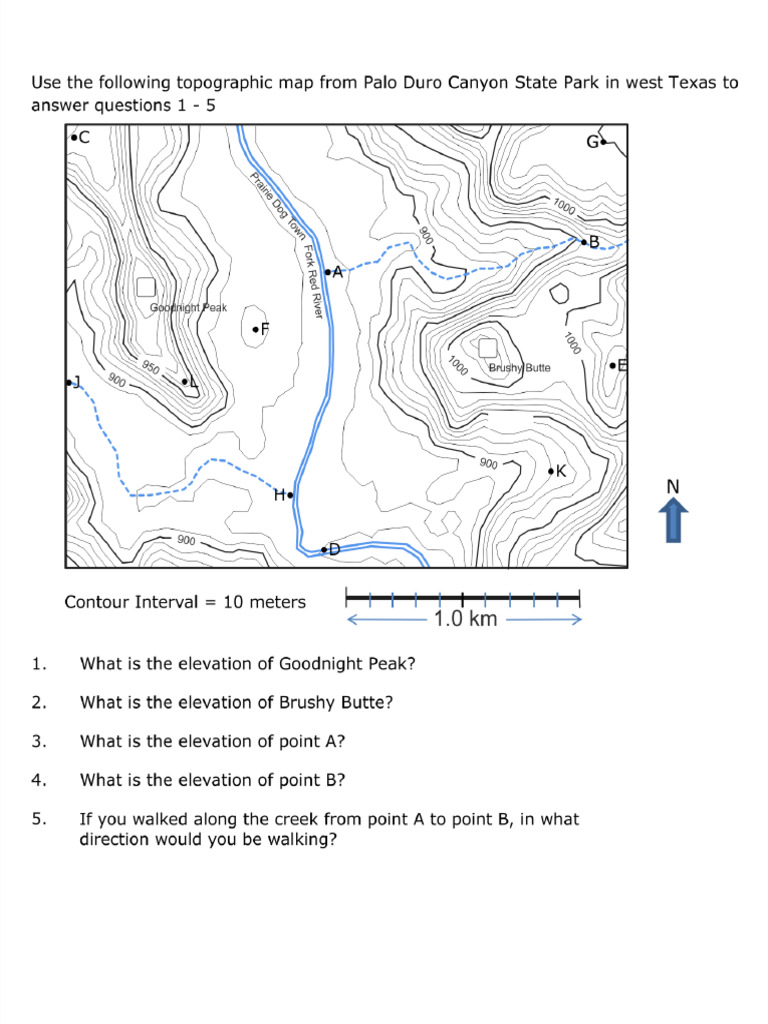 Topographic Mapping Practice Exercise | PDF