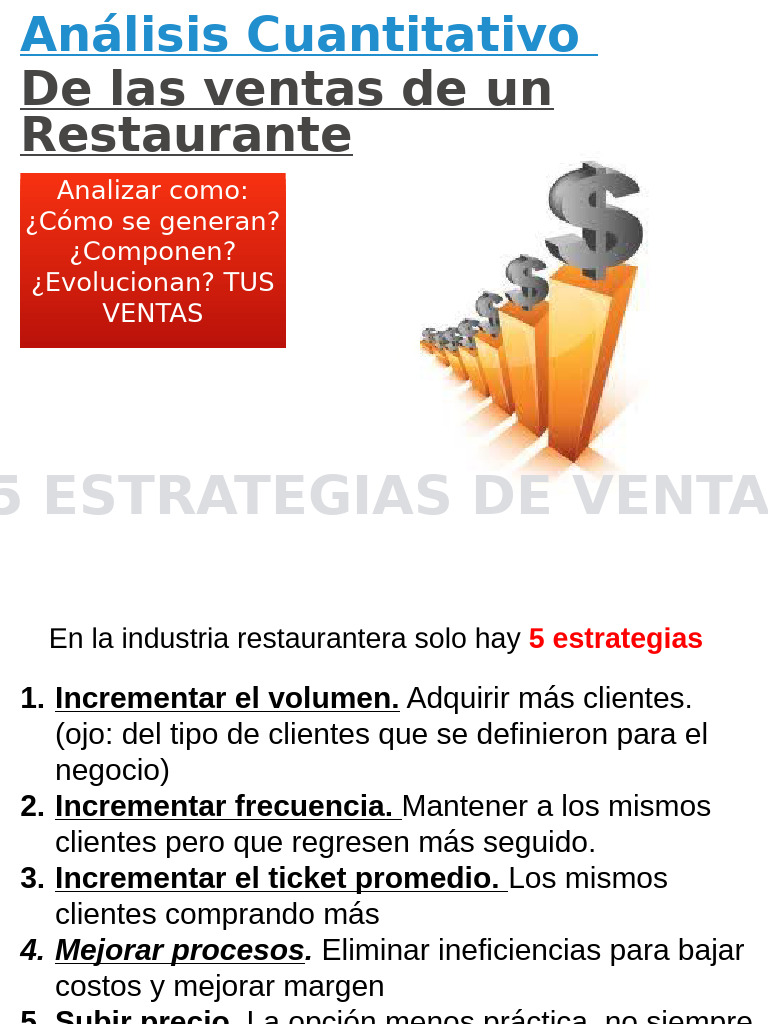 5 Estrategias DE VENTAS EN RESTAURANTES | PDF | Marketing | Procesos de ...