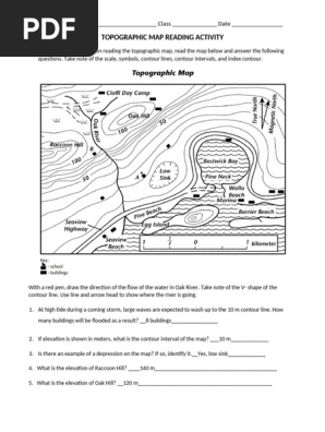 Contourlinestopographicmapworksheets Map Worksheets Map Reading