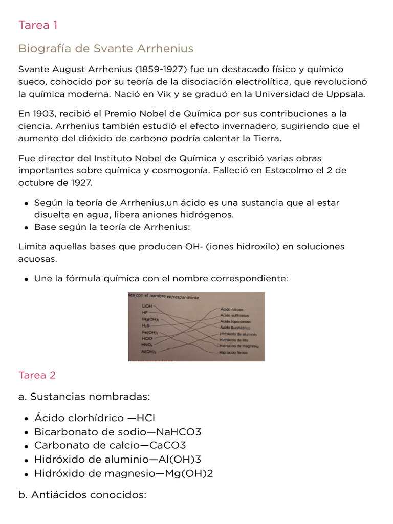 Biografía y Teoría de Arrhenius en Química | PDF | Dióxido de carbono ...
