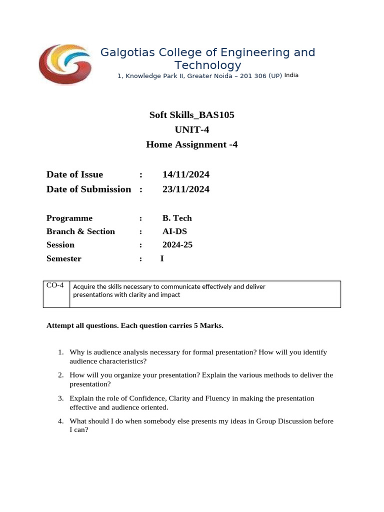 Soft Skills Assignment: Effective Presentations | PDF