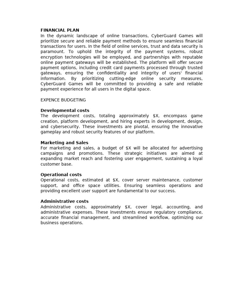 FINANCIAL PLAN | PDF | Expense | Business