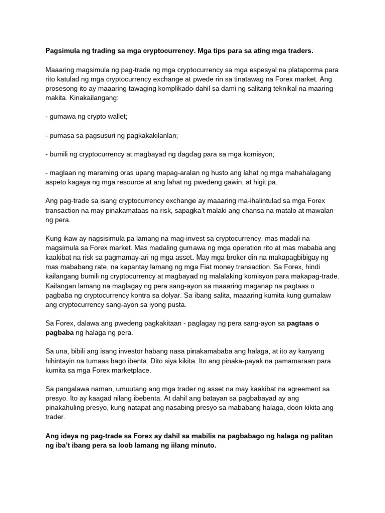 Pagsimula NG Trading Sa Mga Cryptocurrency | PDF