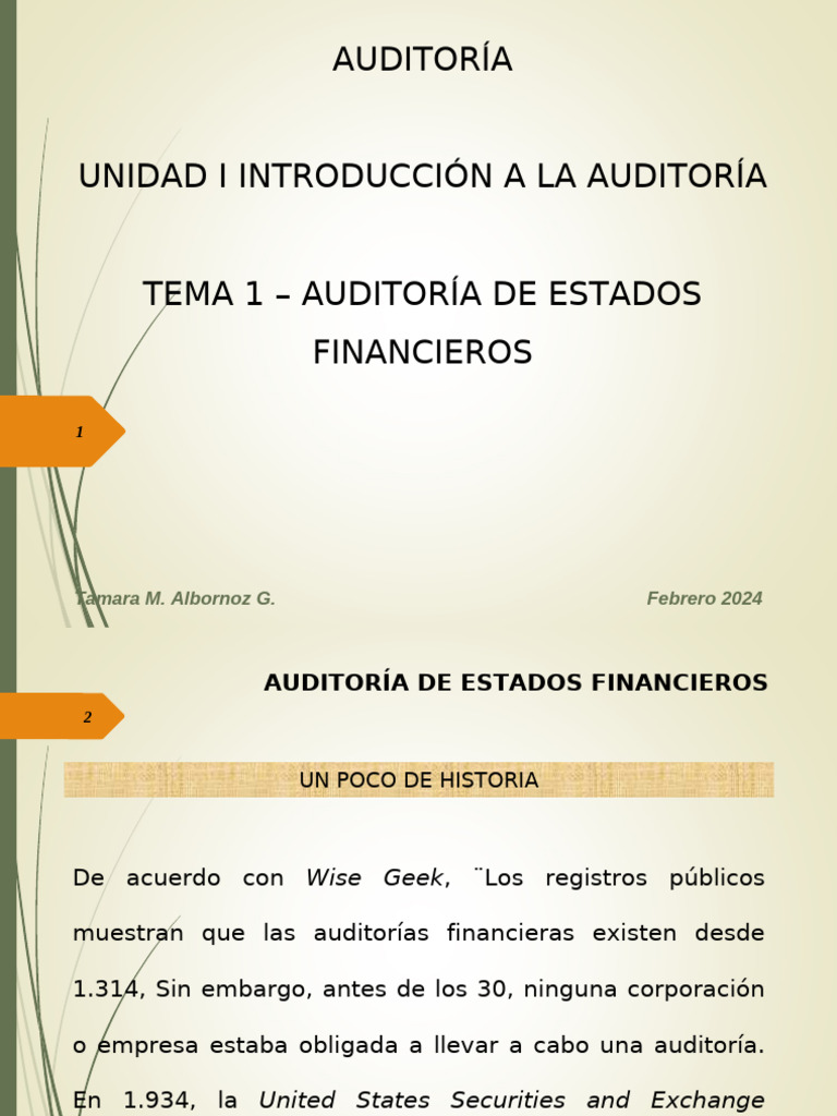 Introducción a la Auditoría Financiera | PDF | Auditoría | Estado ...