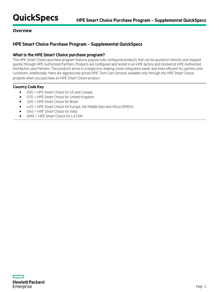 HPE Smart Choice Program QuickSpecs | PDF | Solid State Drive | Hard ...