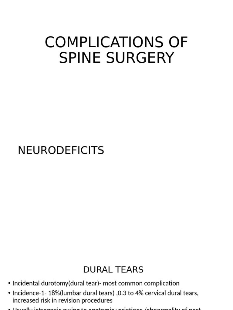 Complications of Spine Surgery | PDF | Vertebra | Vertebral Column
