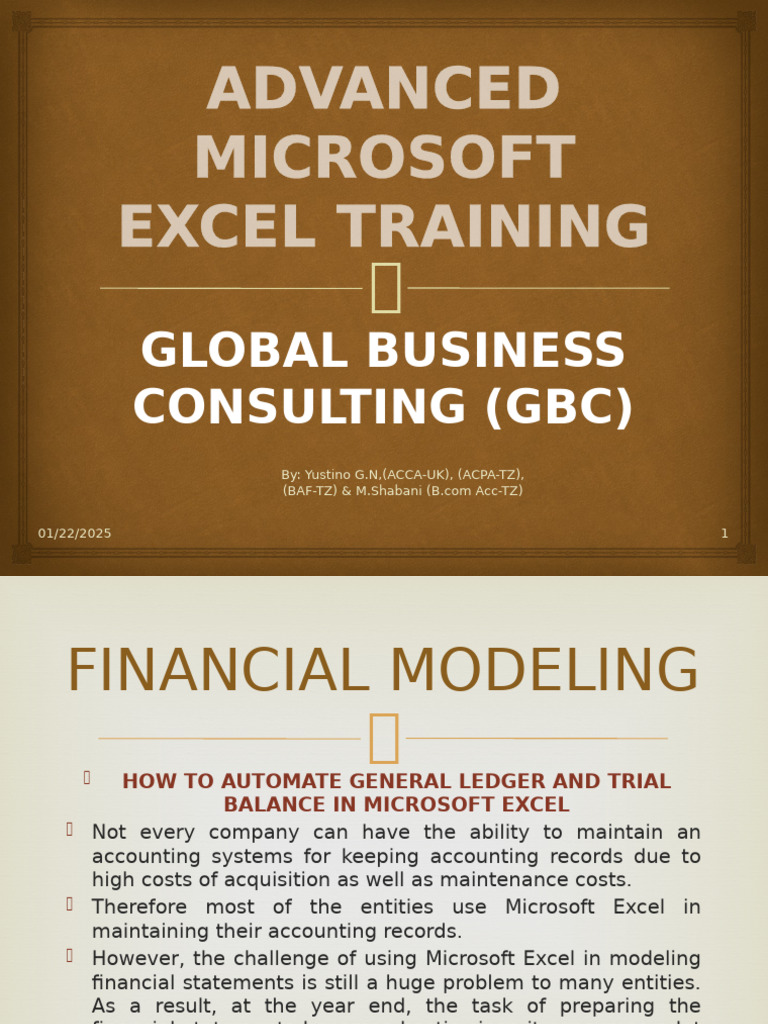 Advanced Microsoft Excel Training - GL | PDF | Debits And Credits ...