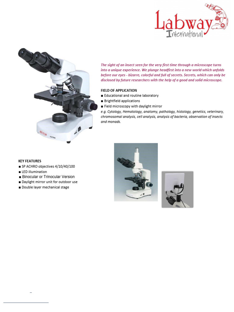 Labway Microscopes: Features & Applications | PDF | Microscope | Microscopy