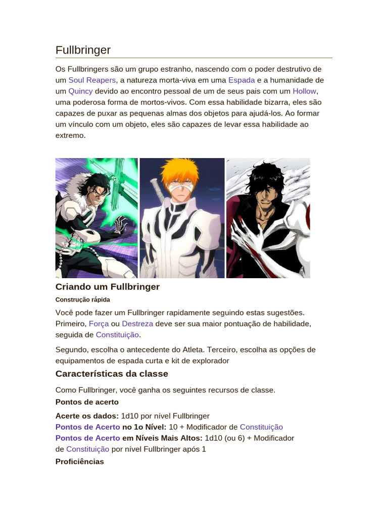 Guia Completo sobre Fullbringers | PDF | Espada