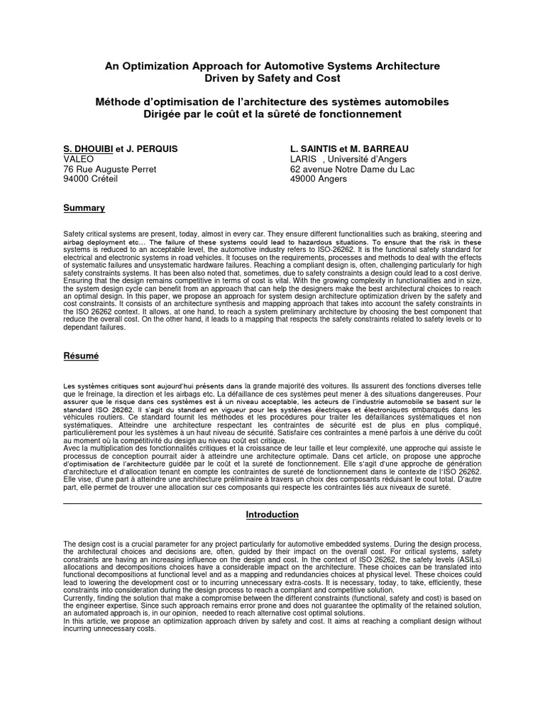 An Optimization Approach For Automotive Systems Architecture dvsk8zb1b8 ...