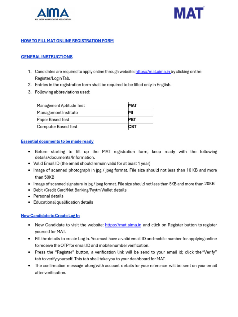 MAT Online Registration Guide | PDF | Photograph