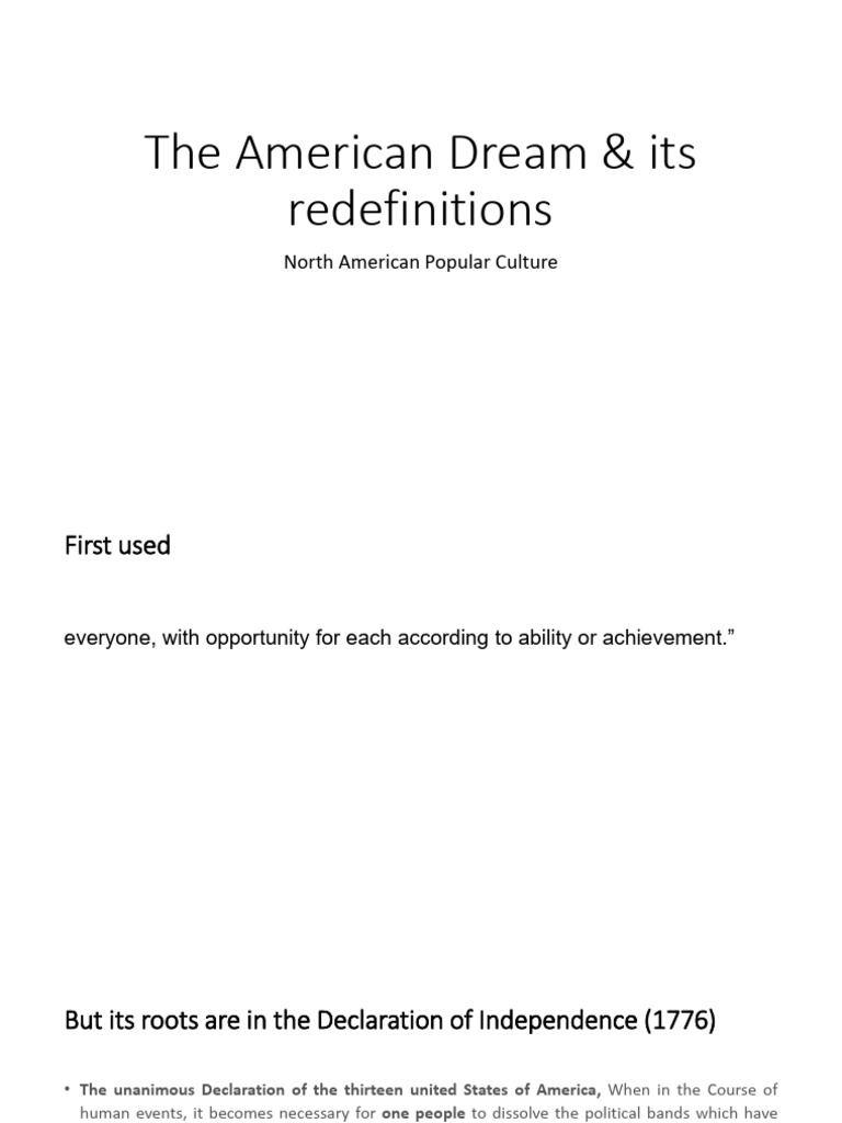 The American Dream Its Redefinitions PDF