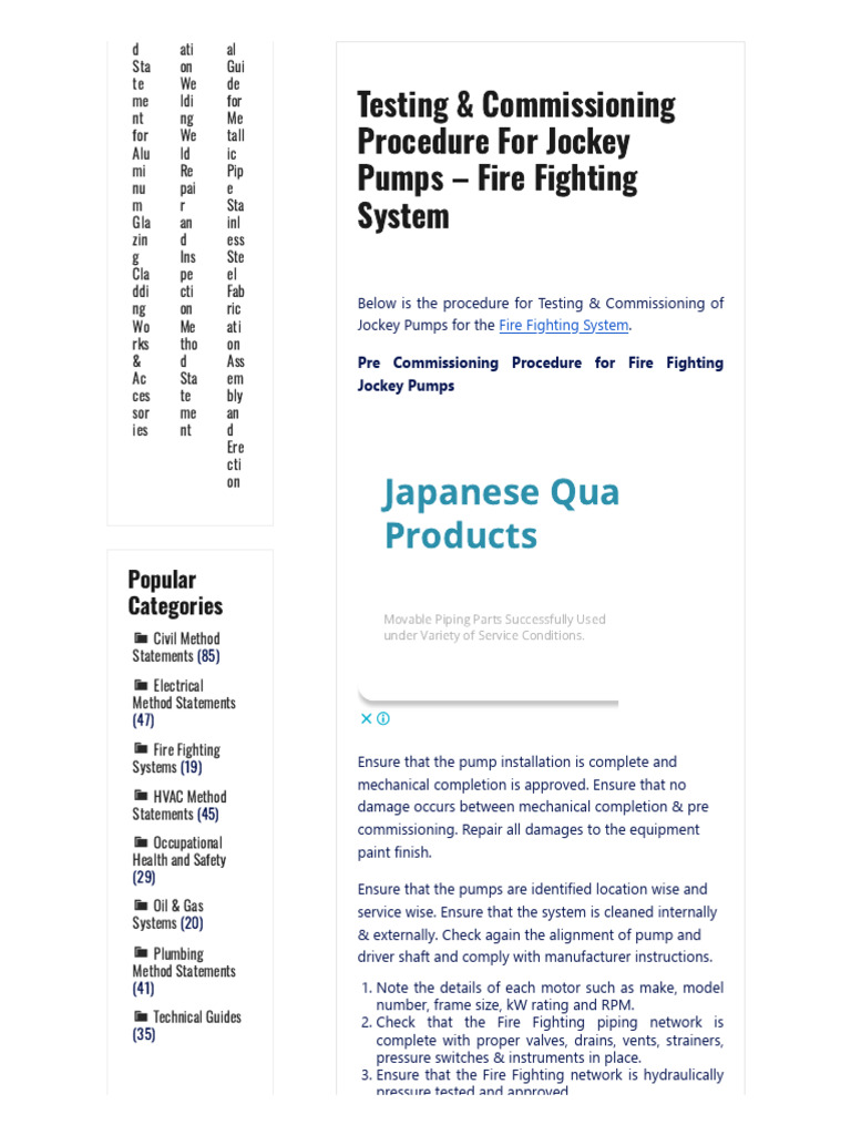 Jockey Pump Testing & Commissioning Guide | PDF | Pump | Valve