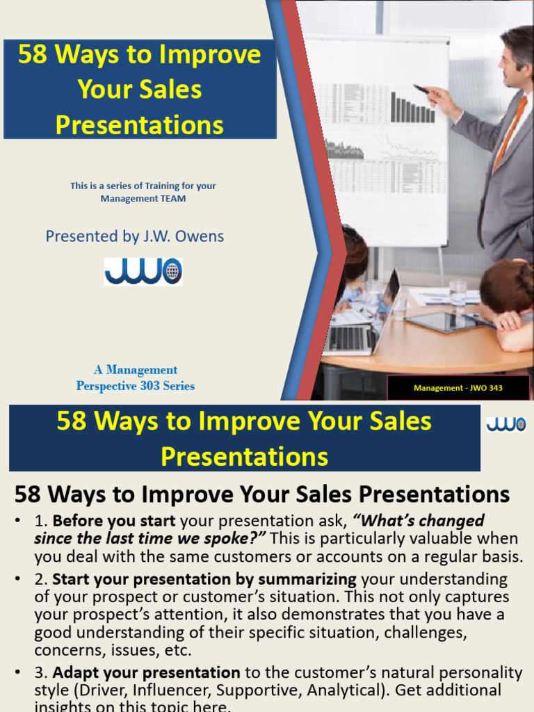 Jwo343 58 Ways To Improve Your Sales Presentations | PDF | Sales ...