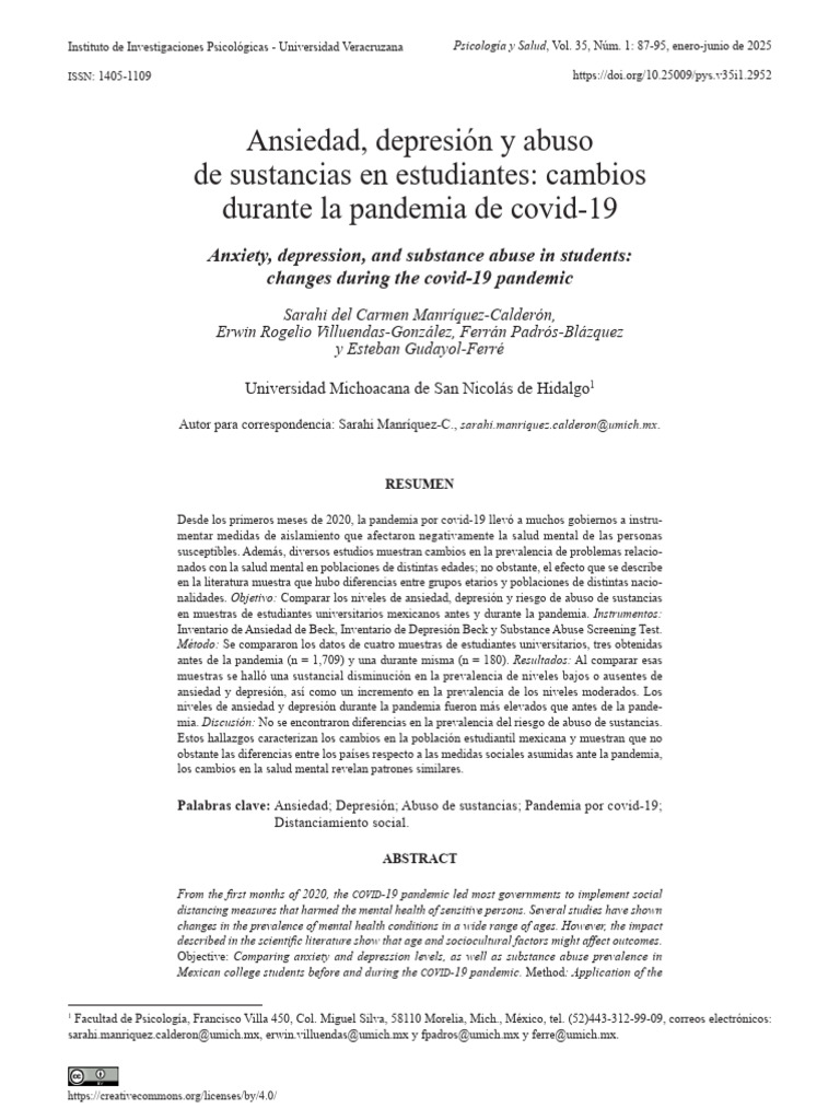 Ansiedad y depresión en estudiantes durante COVID-19 | PDF | Depresión ...