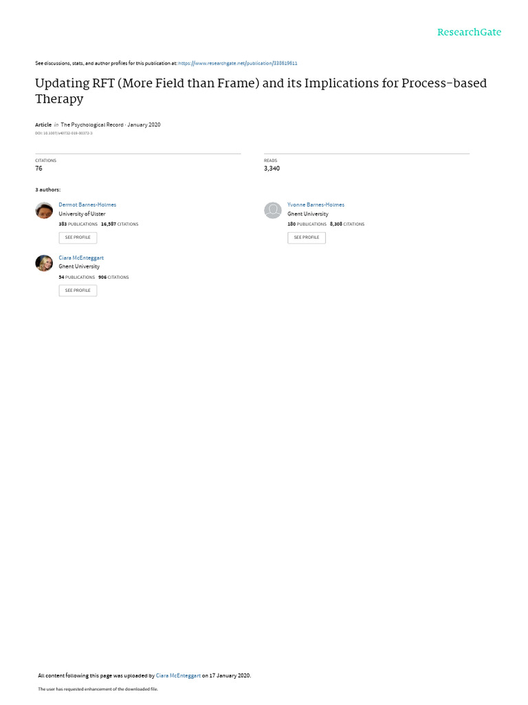 UpdatingRFTandProcess Basedtherapy | PDF | Psychotherapy ...