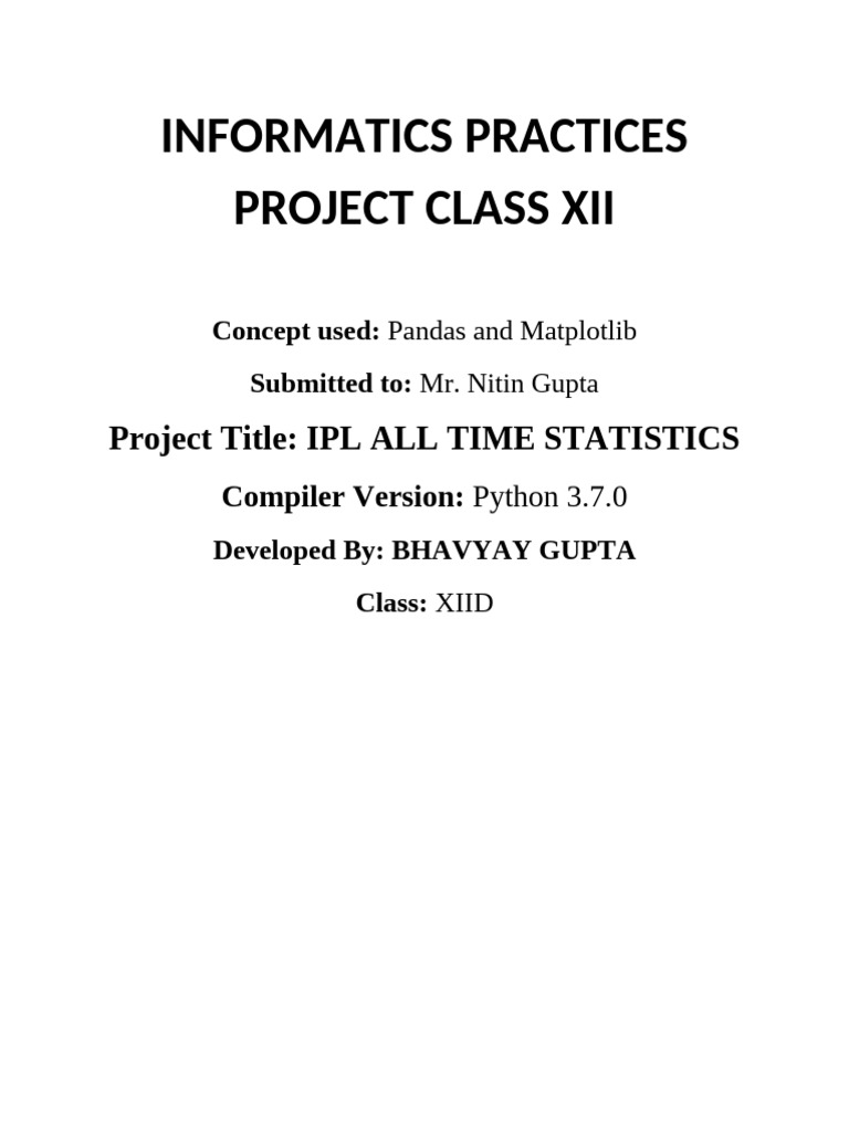 IP PROJECT on ipl | PDF | Computer Science | Software Engineering