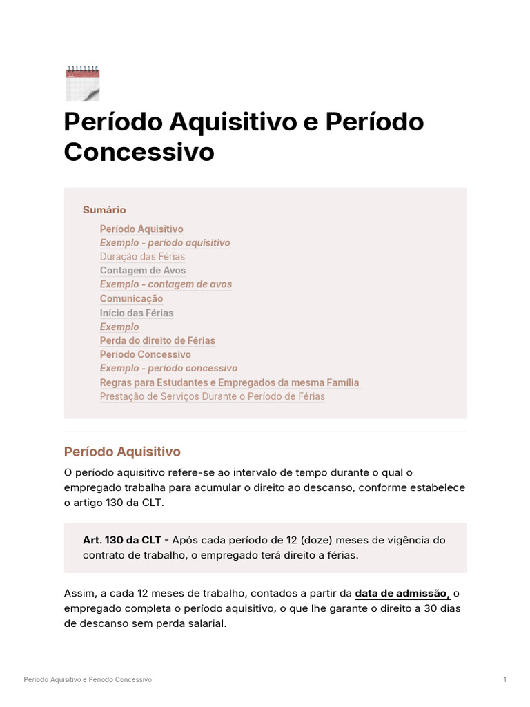 Entenda Período Aquisitivo e Concessivo | PDF | Férias trabalhistas ...