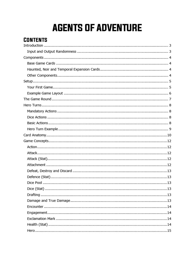 Agents of Adventure Rules 1-0 | PDF | Randomness | Dice