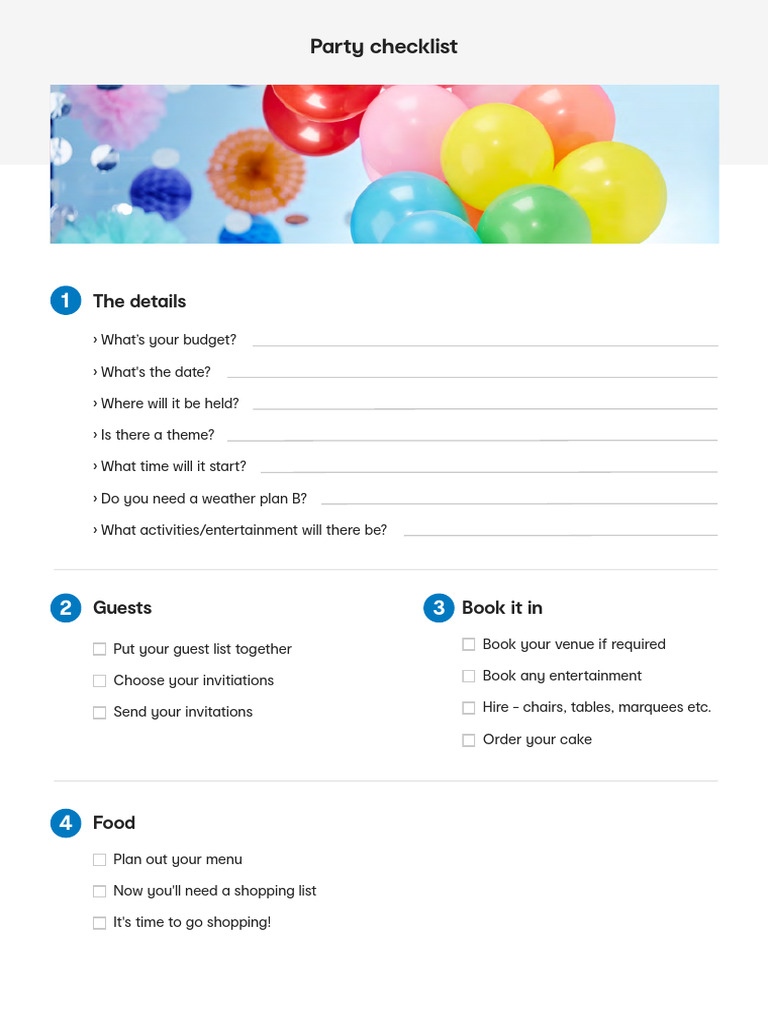 Essential Party Planning Checklist | PDF