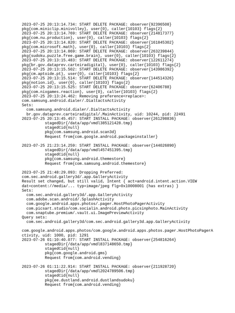 App Installation and Deletion Logs | PDF | Android (Operating System ...