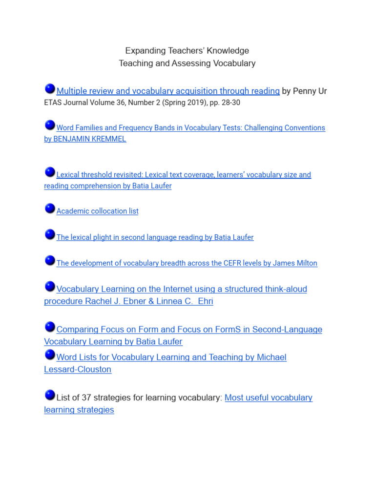 Vocabulary Teaching and Learning Insights | PDF