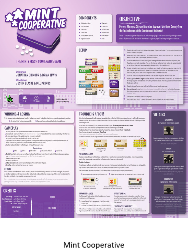 Mint Cooperative Game Rules | PDF | Games Of Chance | Board Games