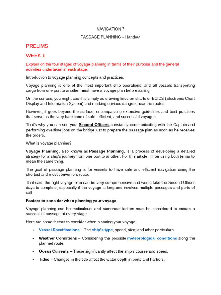 NAV.-7-Voyage-Planning-Handouts | PDF | Navigation