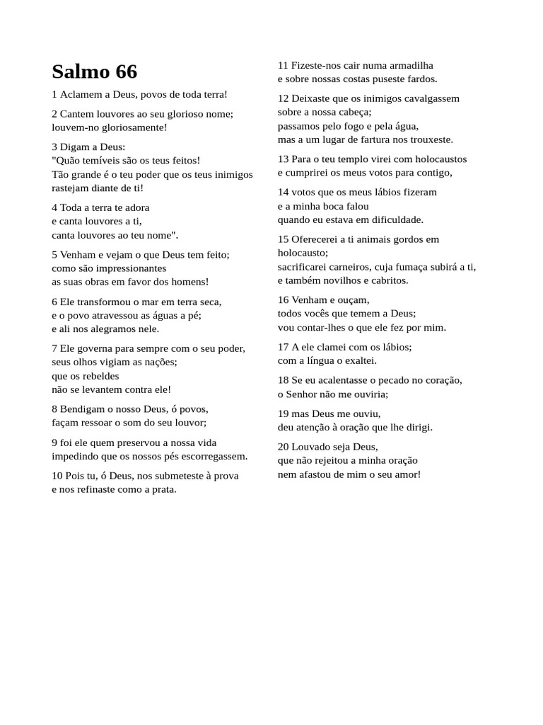 Oração e Louvor do Salmo 66 | PDF