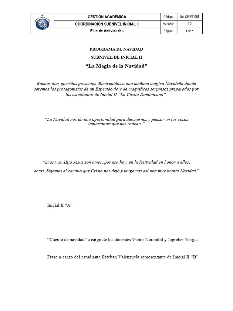 Programa Navideño Inicial II 2023 | PDF | Navidad