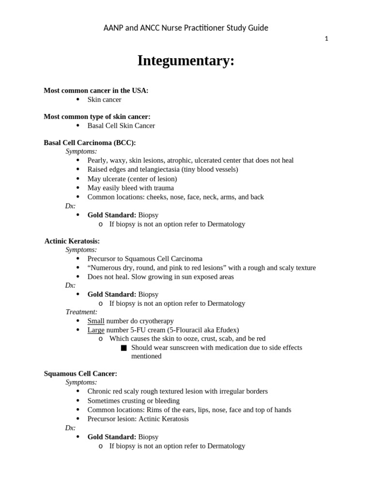 Nurse Practitioner Study Guide: Skin & Meningitis | PDF | Skin Cancer ...