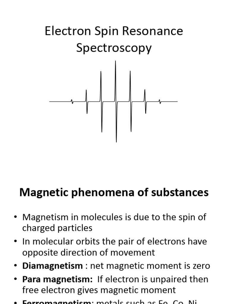 Electron Spin Resonance Spectroscopy Explained | PDF | Electron ...