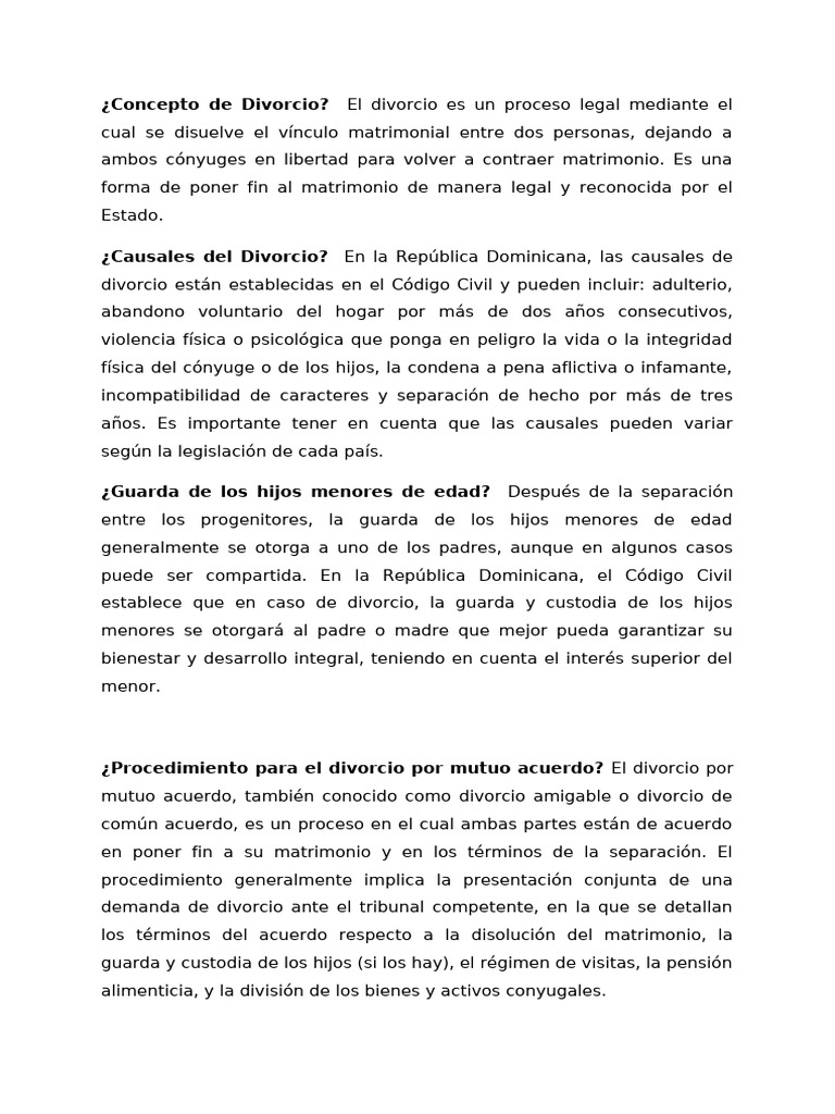 Guía sobre el Divorcio en RD: Causas y Procedimientos | PDF