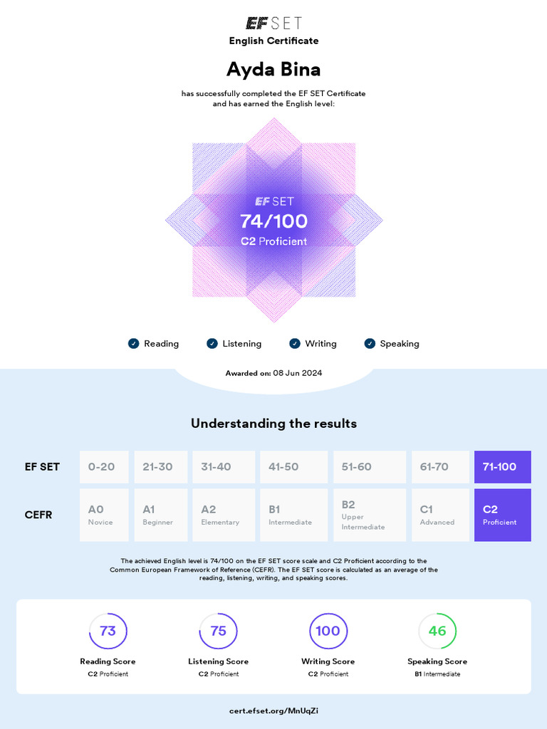 EF SET Certificate | PDF