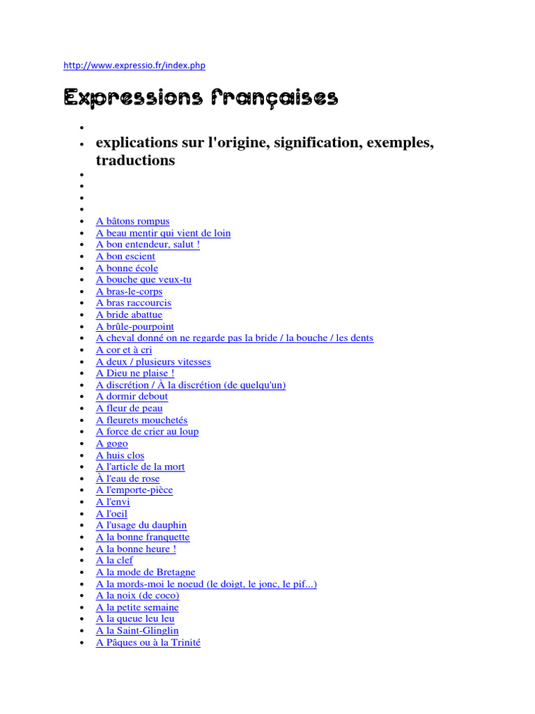 Expressions françaises et leur signification | PDF