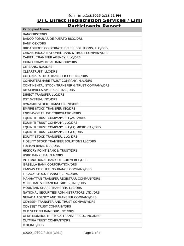 DTC Direct Registration Report 3 | PDF | Personal Finance | Economies