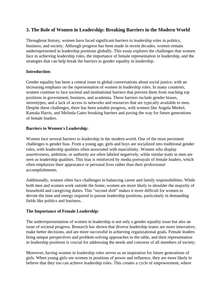 Women in Leadership: Overcoming Barriers | PDF | Leadership | Gender