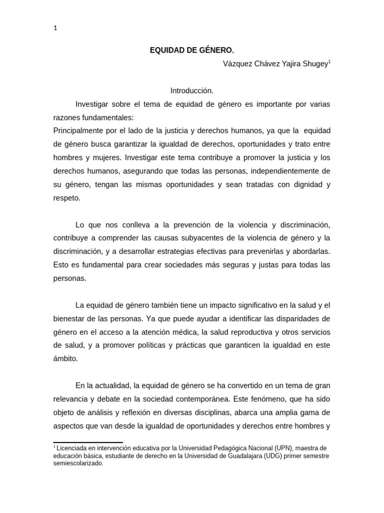 Equidad de Género: Historia y Perspectivas | PDF | Igualdad de género ...
