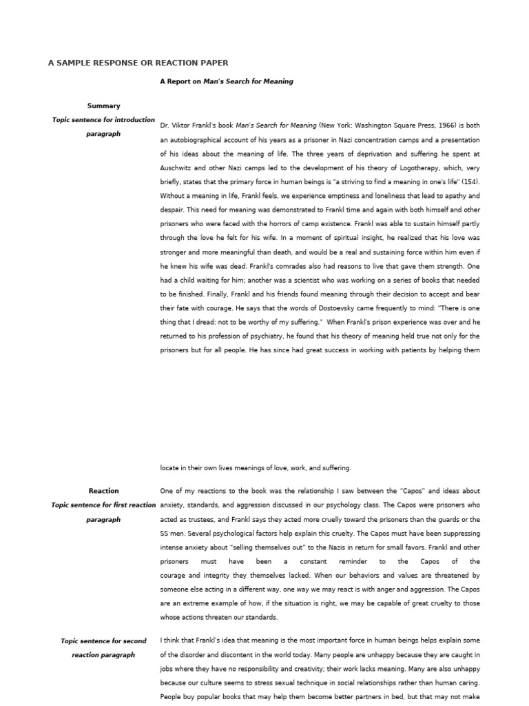 A-SAMPLE-RESPONSE-OR-REACTION-PAPER | PDF | Behavioural Sciences ...