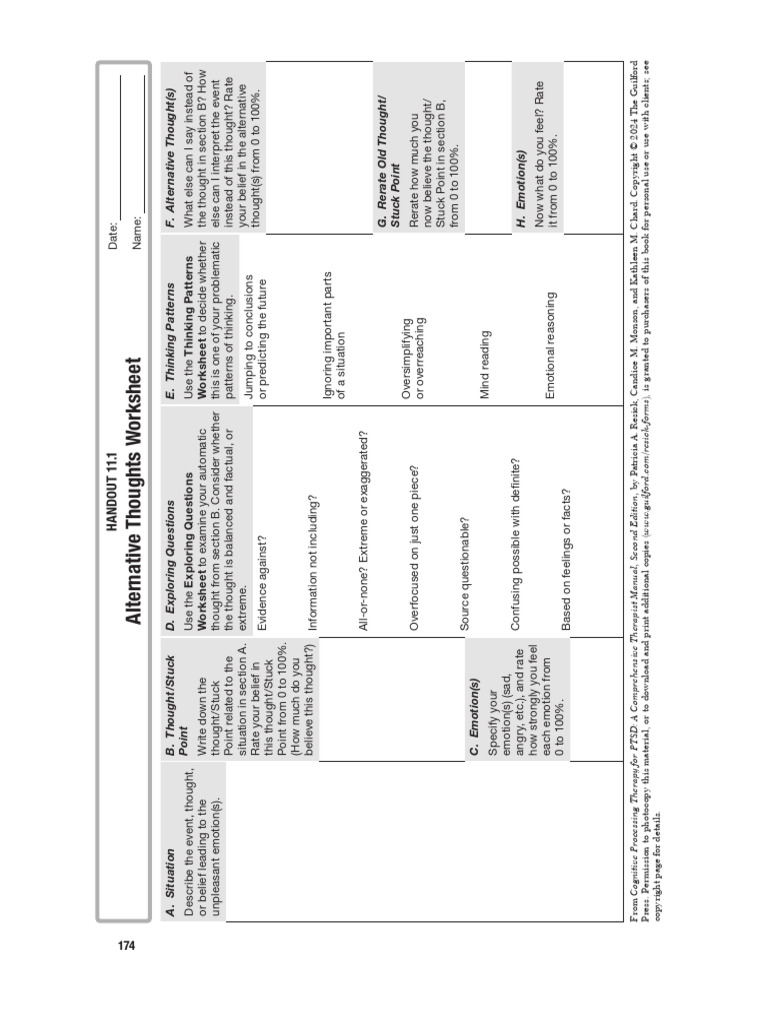 Alternative Thoughts and Exploration Worksheet | PDF | Thought | Emotions