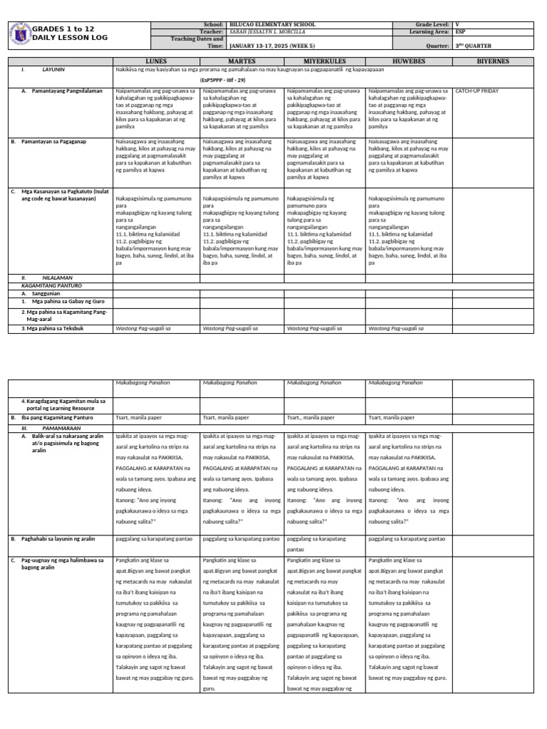 DLL - Esp 5 - Q3 - W5 | PDF